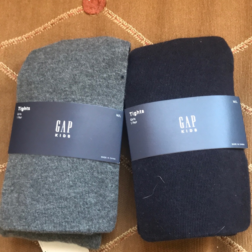 Gap Kids Girls Cotton Tights Gray Blue M L